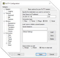 puTTY configuration