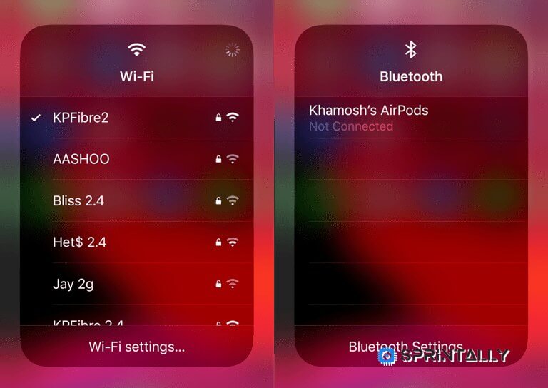 The choice of Wi–Fi and Bluetooth in the control