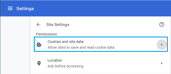 cookies and site data