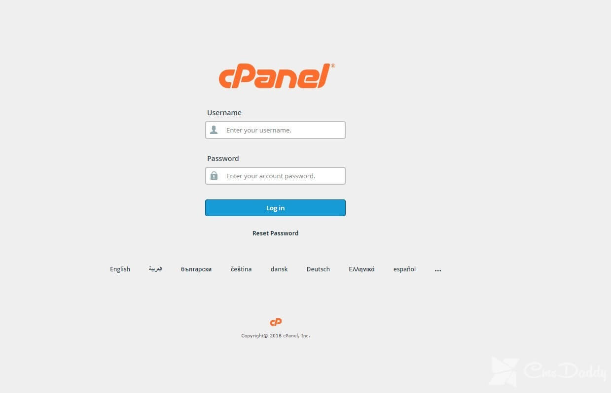 login to cPanel