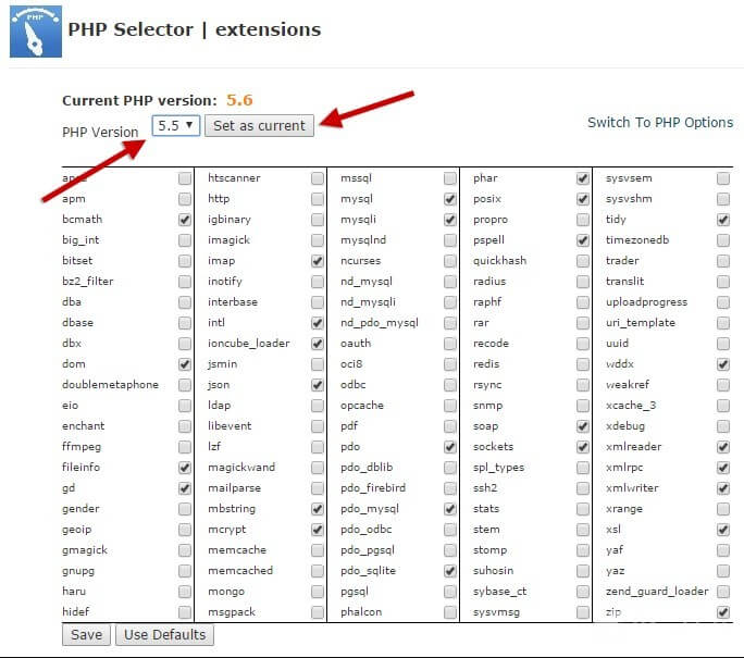 php version