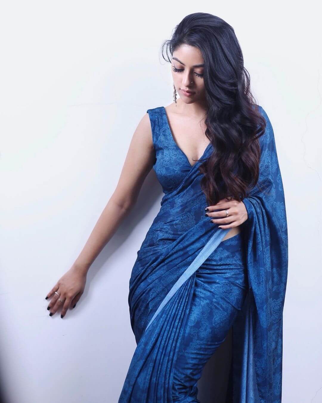 Anu Emmanuel Blue Saree